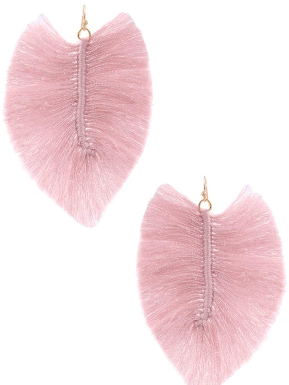 Womens Pink Fringe Cotton Leaf Earring